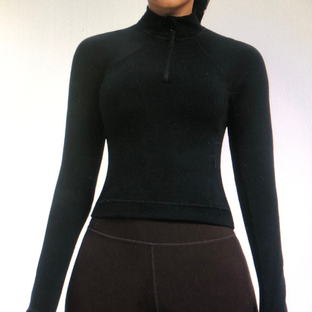 Black Long-Sleeve Half-Zip Women's Top